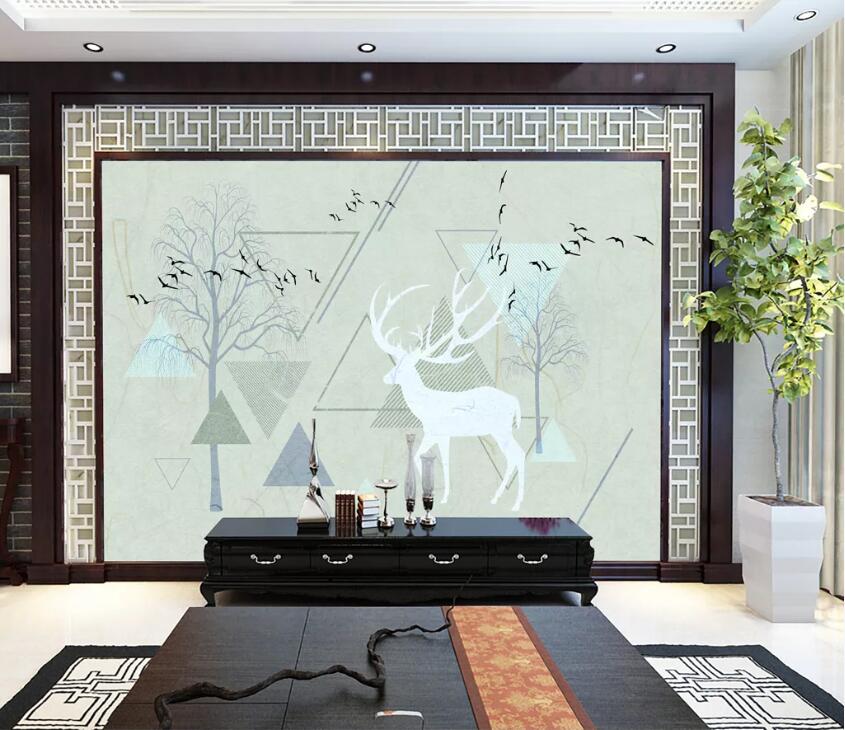 3D Fawn Geometry WC05 Wall Murals Wallpaper AJ Wallpaper 2 