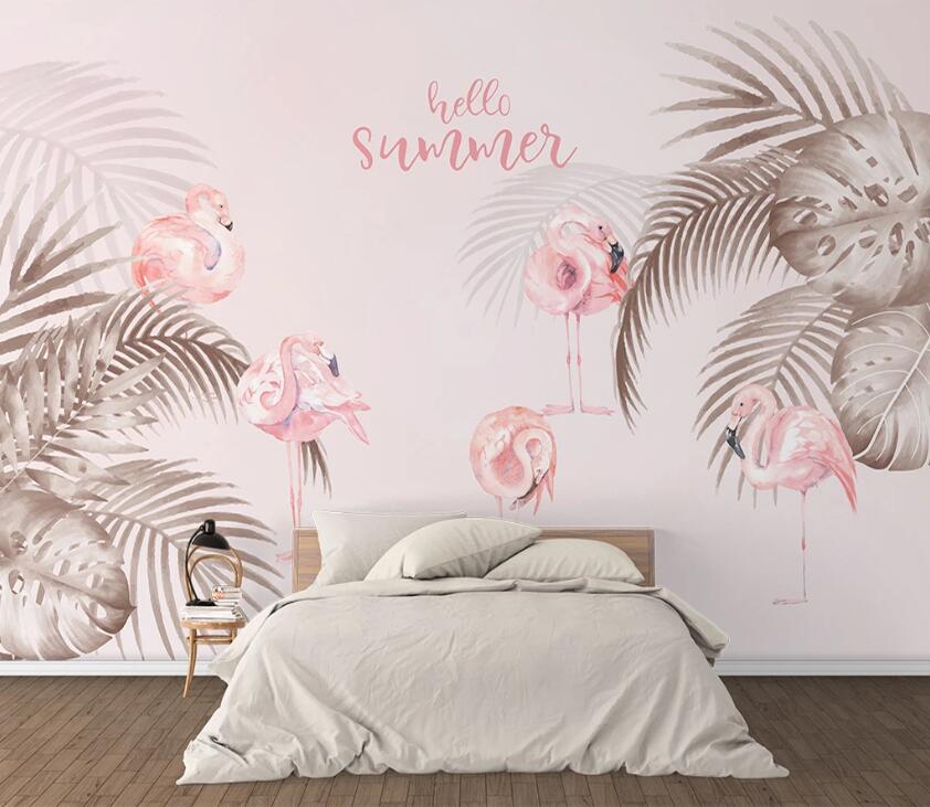 3D Pink Flamingo WC53 Wall Murals Wallpaper AJ Wallpaper 2 