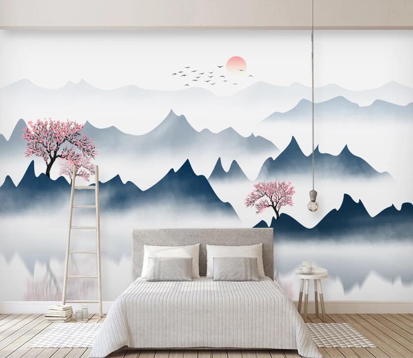 3D Beautiful River Mountain WC51 Wall Murals Wallpaper AJ Wallpaper 2 