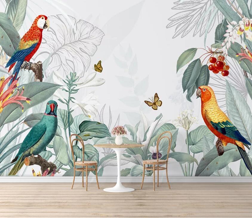 3D Bird Green Leaf WC49 Wall Murals Wallpaper AJ Wallpaper 2 