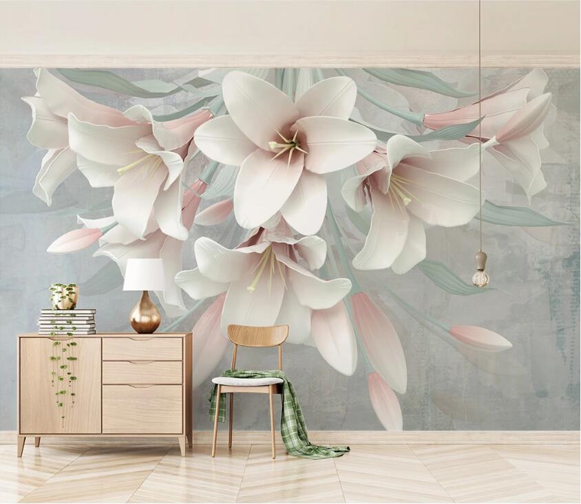 3D White Petals WC46 Wall Murals Wallpaper AJ Wallpaper 2 
