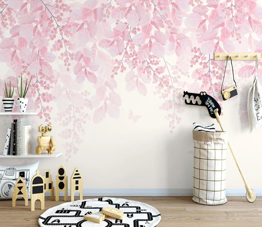 3D Pink Leaves WC42 Wall Murals Wallpaper AJ Wallpaper 2 