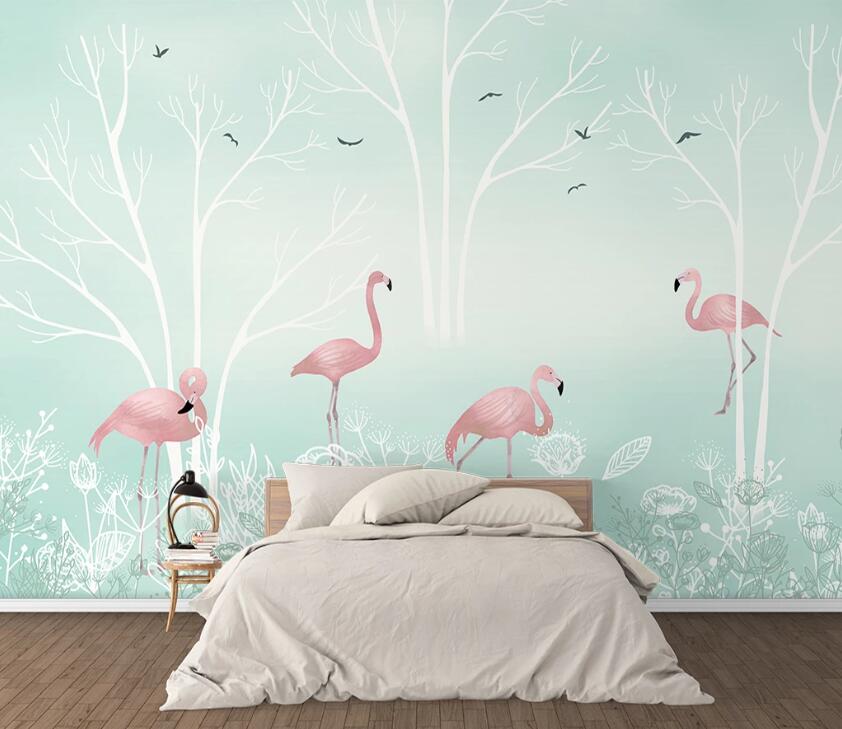 3D Pink Flamingo WC38 Wall Murals Wallpaper AJ Wallpaper 2 