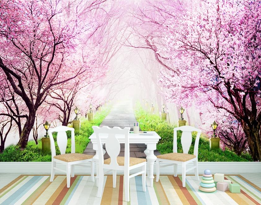 3D Pink Peach WC30 Wall Murals Wallpaper AJ Wallpaper 2 