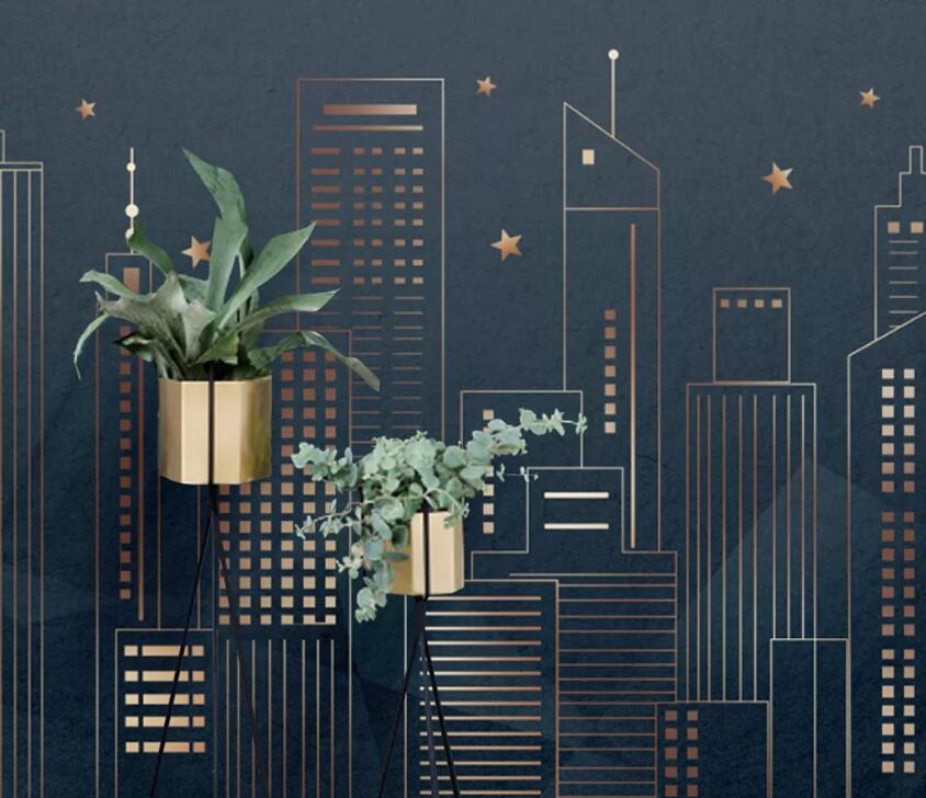 3D Golden Geometry WC11 Wall Murals Wallpaper AJ Wallpaper 2 