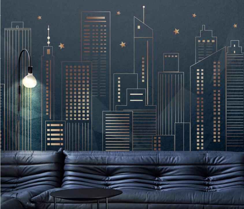 3D Golden Geometry WC11 Wall Murals Wallpaper AJ Wallpaper 2 