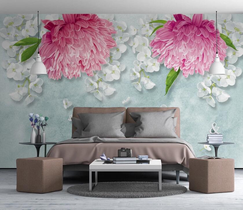 3D Pink Flowers WC98 Wall Murals Wallpaper AJ Wallpaper 2 