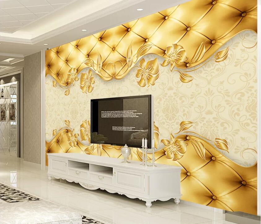 3D Golden Flower WC2671 Wall Murals