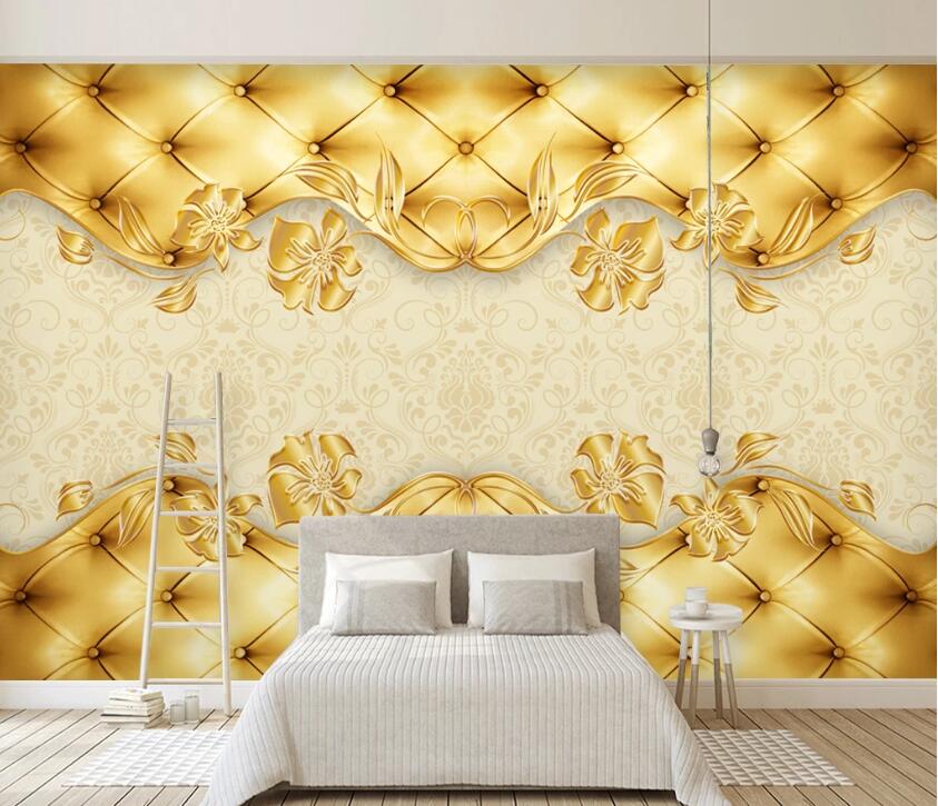3D Golden Flower WC2671 Wall Murals
