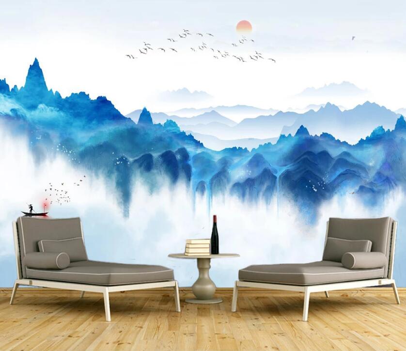 3D Fisherman Rowing WC2664 Wall Murals