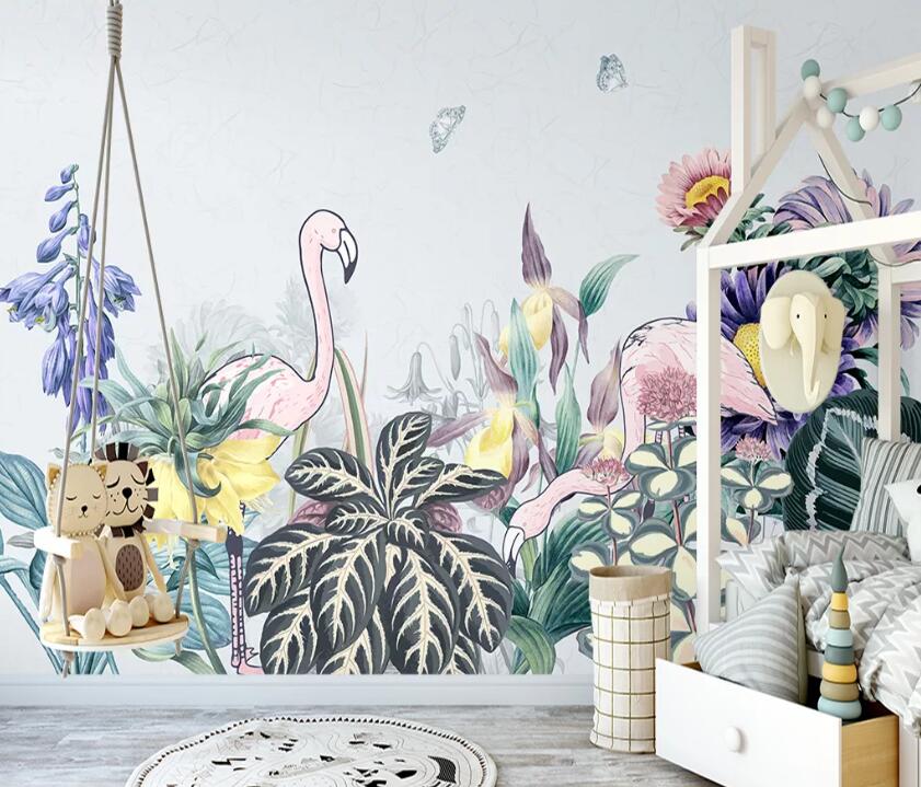 3D Flamingo Painting WC2594 Wall Murals