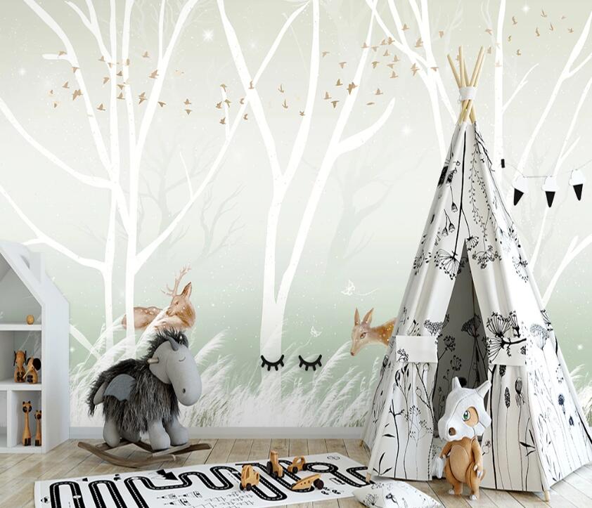3D Deer Forest WC03 Wall Murals Wallpaper AJ Wallpaper 2 