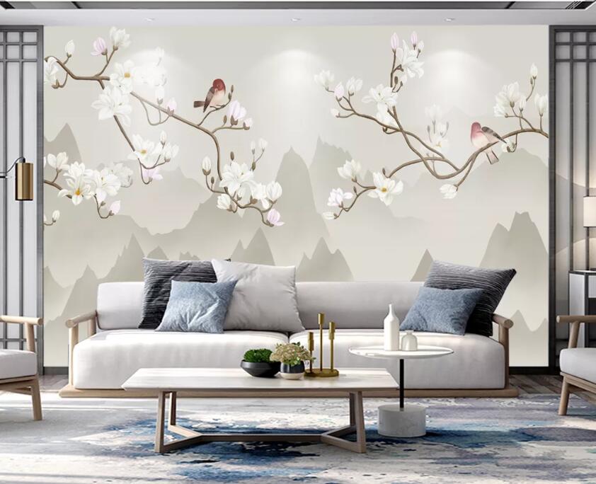 3D Flower Bird WC04 Wall Murals Wallpaper AJ Wallpaper 2 