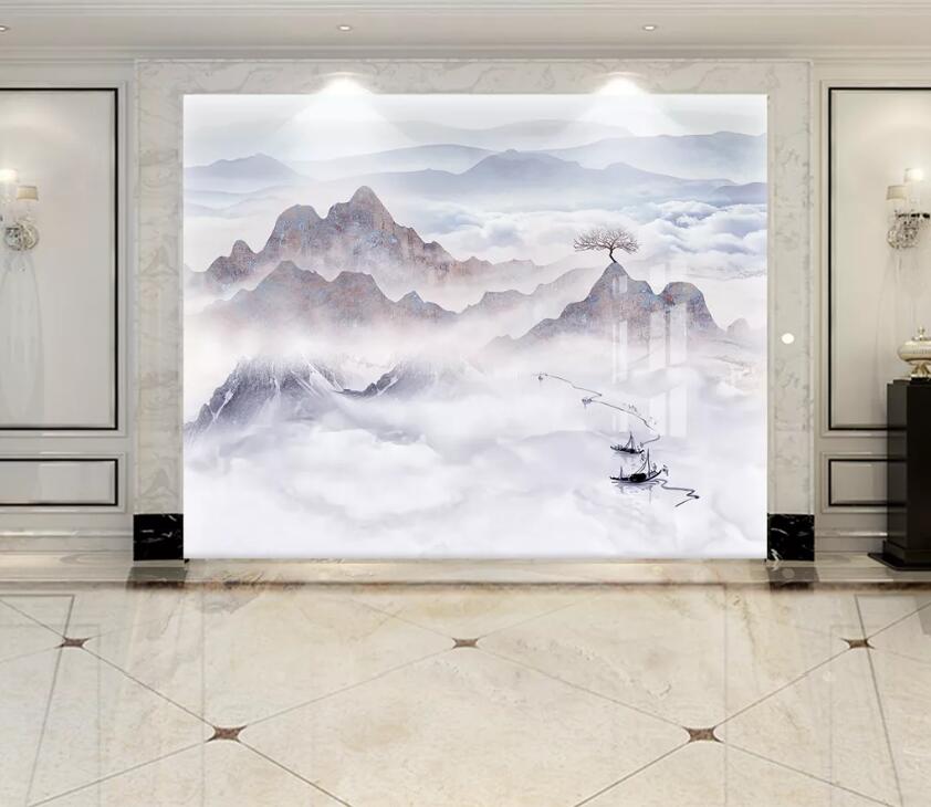 3D Mountain River WC02 Wall Murals Wallpaper AJ Wallpaper 2 