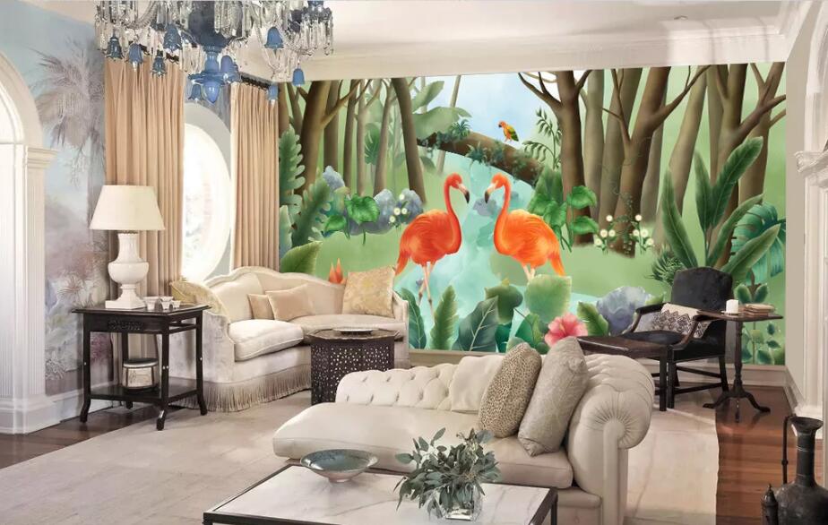 3D Flamingo River WC2587 Wall Murals
