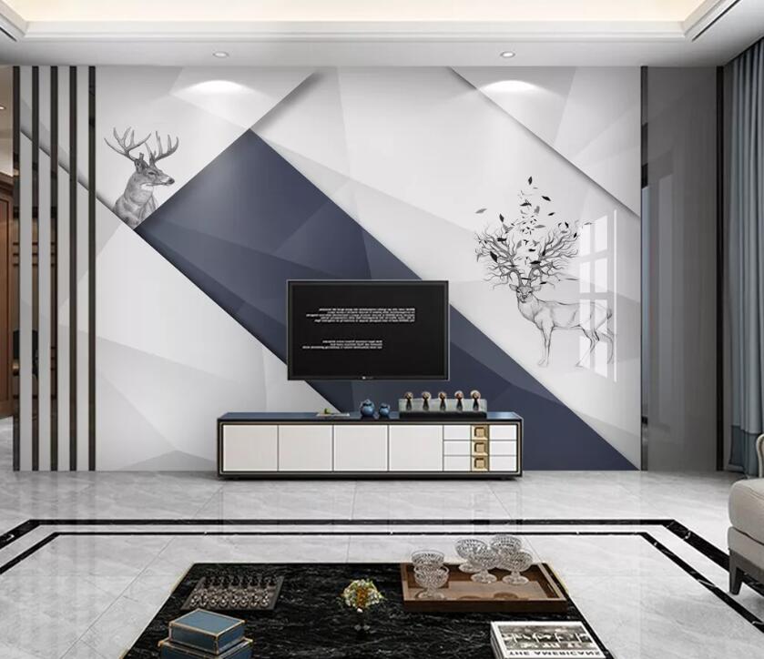 3D Elk Geometry WC82 Wall Murals Wallpaper AJ Wallpaper 2 