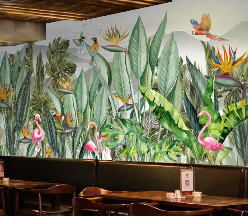 3D Flamingo Plant WC58 Wall Murals Wallpaper AJ Wallpaper 2 