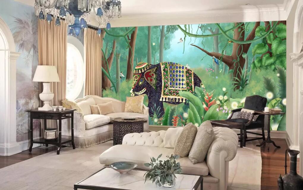 3D Forest Elephant WC2511 Wall Murals