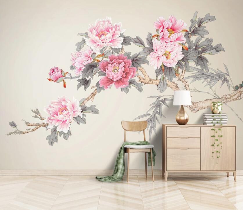 3D Pink Flowers WC39 Wall Murals Wallpaper AJ Wallpaper 2 