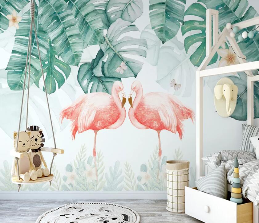 3D Cute Flamingo WC95 Wall Murals Wallpaper AJ Wallpaper 2 