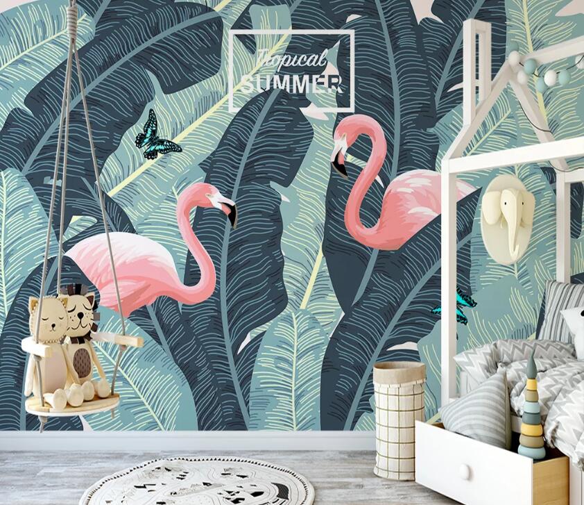 3D Flamingo Cute WC2431 Wall Murals