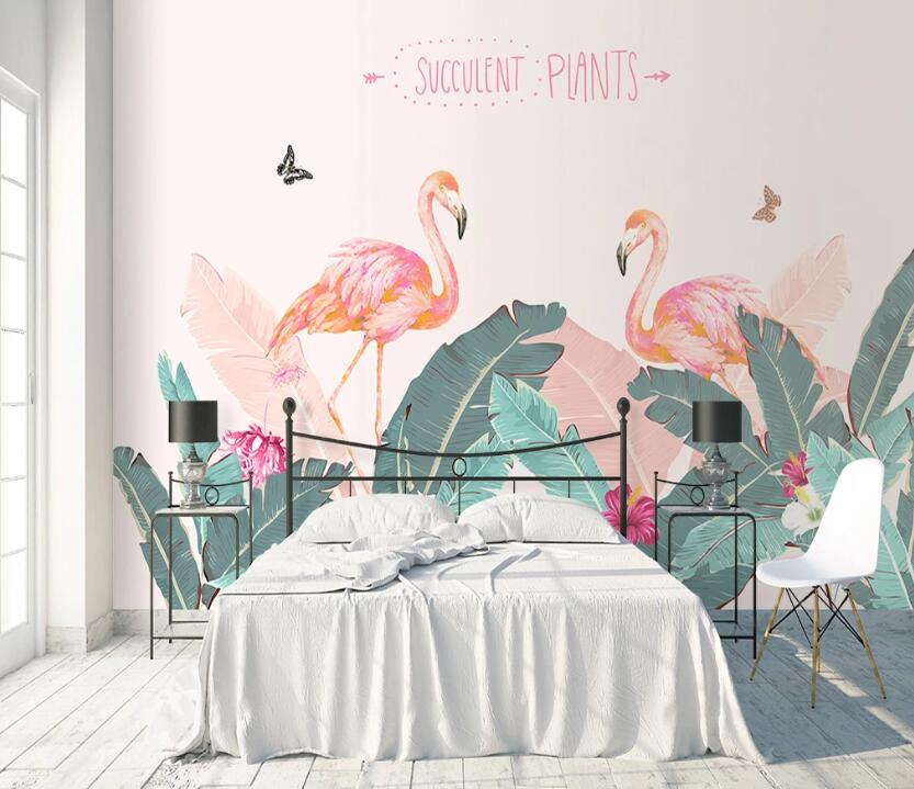 3D Elegant Flamingo WC2430 Wall Murals
