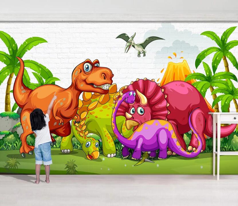 3D Cartoon Dinosa WC2423 Wall Murals