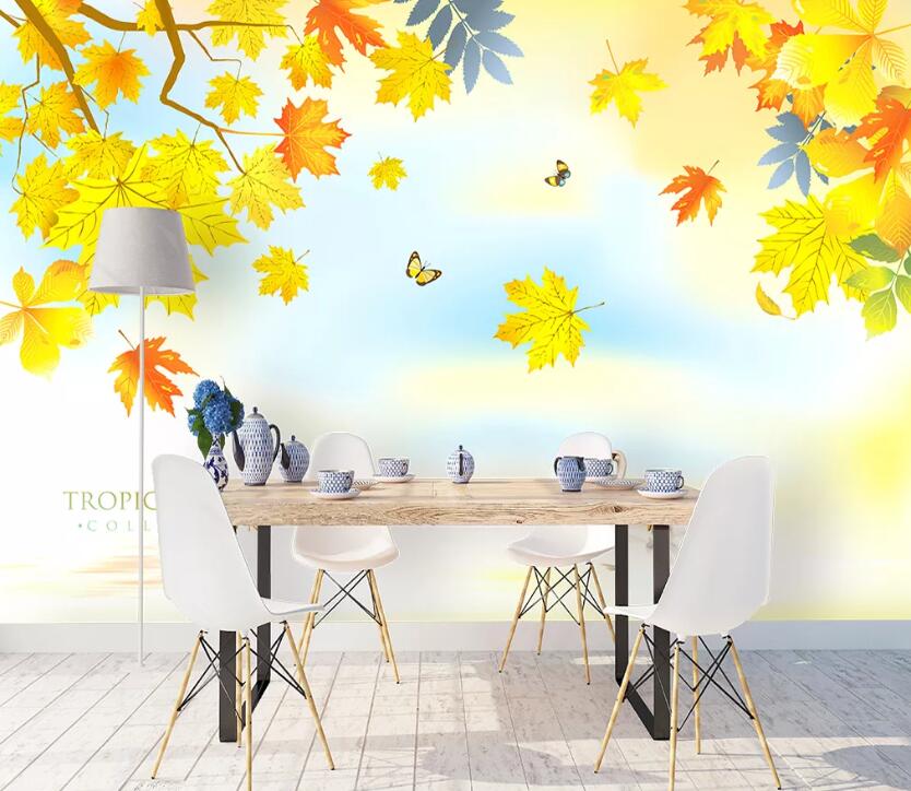 3D Golden Leaves WG45 Wall Murals Wallpaper AJ Wallpaper 2 