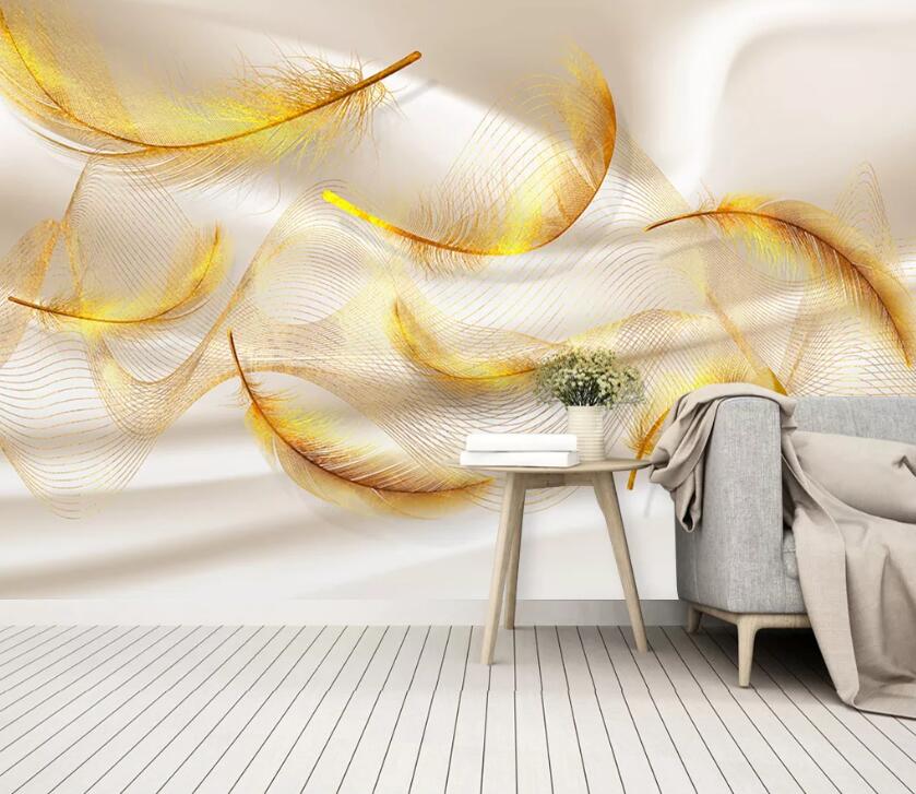 3D Golden Feather WC96 Wall Murals Wallpaper AJ Wallpaper 2 