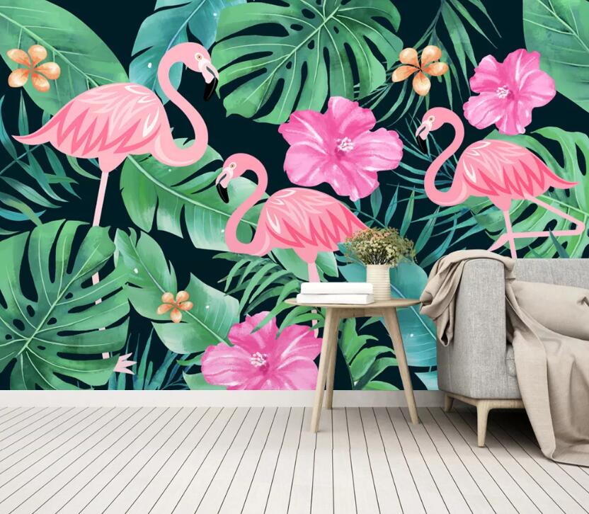 3D Flamingo Plant WC2387 Wall Murals