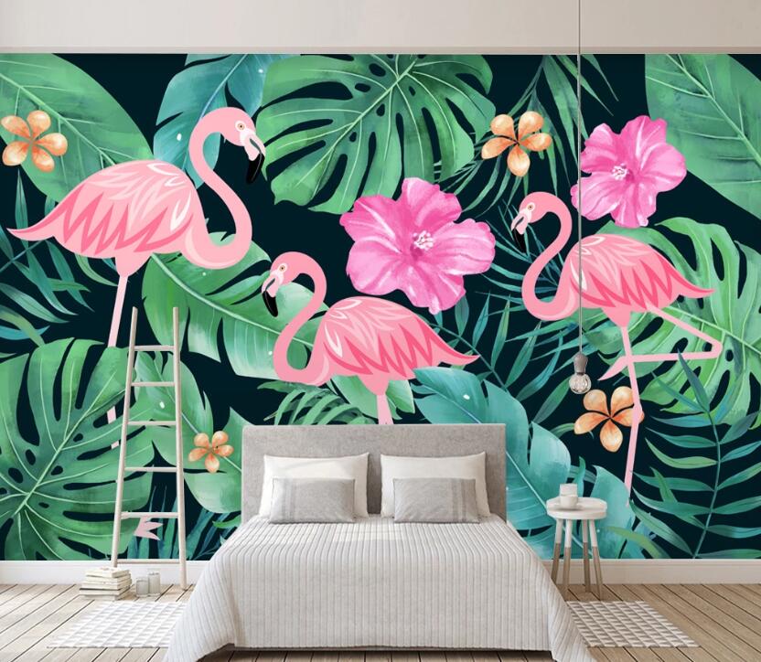 3D Pink Flamingo WC86 Wall Murals Wallpaper AJ Wallpaper 2 