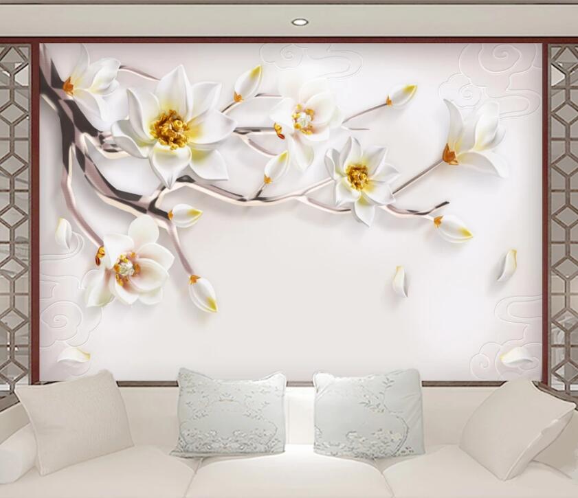 3D White Petals WC64 Wall Murals Wallpaper AJ Wallpaper 2 
