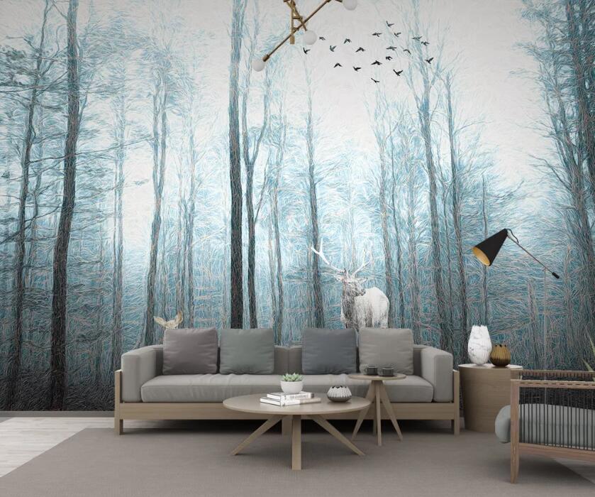 3D Foggy Forest WC49 Wall Murals Wallpaper AJ Wallpaper 2 
