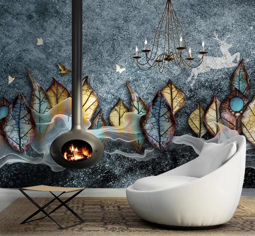 3D Colored Leaves WC41 Wall Murals Wallpaper AJ Wallpaper 2 