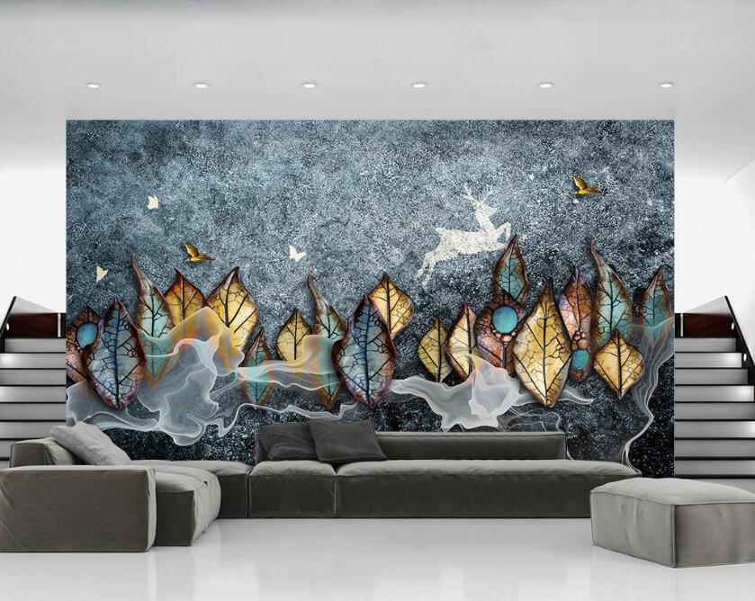 3D Colored Leaves WC41 Wall Murals Wallpaper AJ Wallpaper 2 