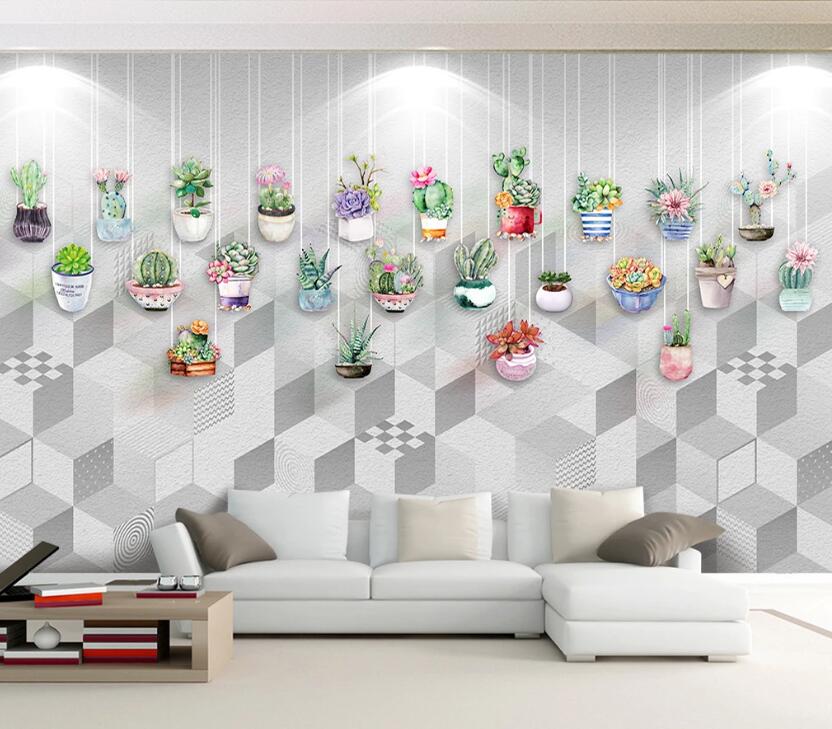 3D Planting Cactus WC2321 Wall Murals