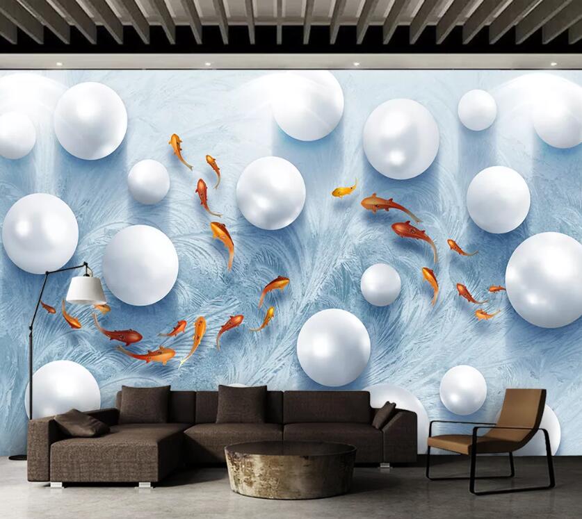 3D Pearl Goldfish WC08 Wall Murals Wallpaper AJ Wallpaper 2 
