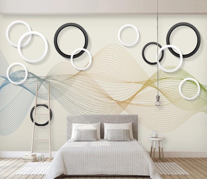 3D Black Round WC2281 Wall Murals