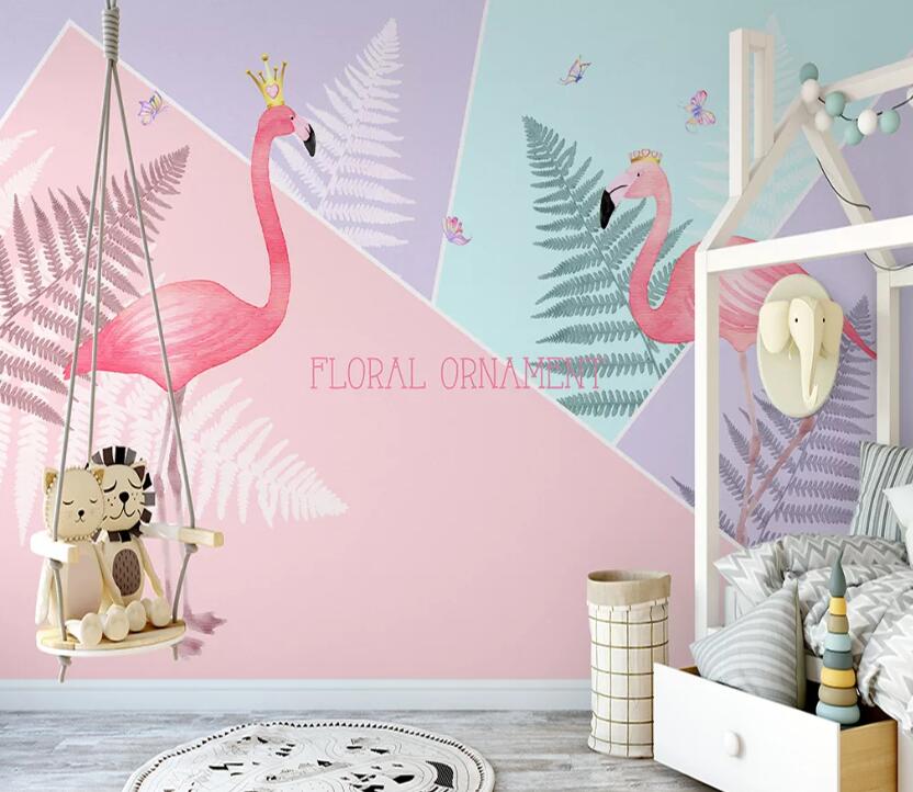 3D Pink Flamingo WC95 Wall Murals Wallpaper AJ Wallpaper 2 