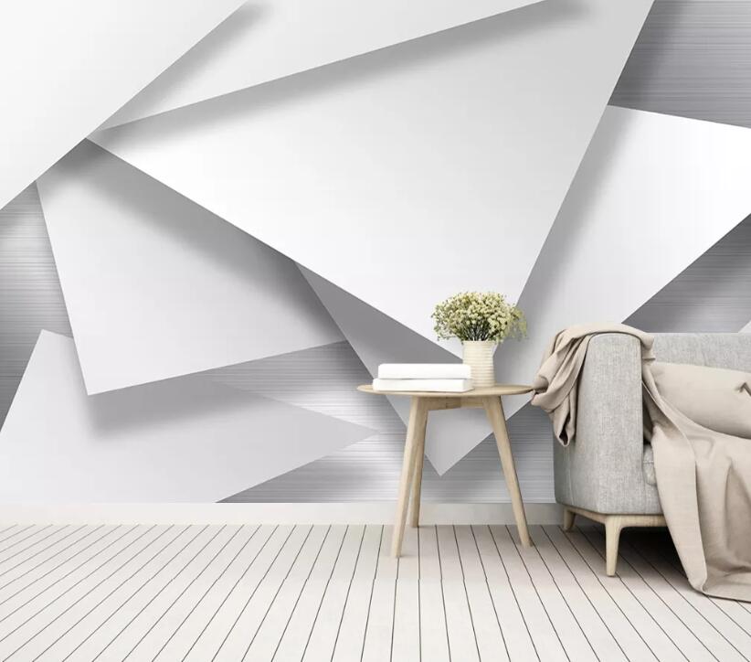 3D White Triangle WC2275 Wall Murals