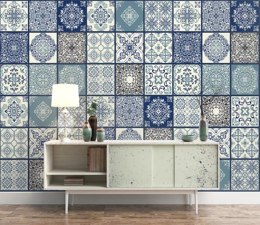 3D Blue Pattern WC2259 Wall Murals