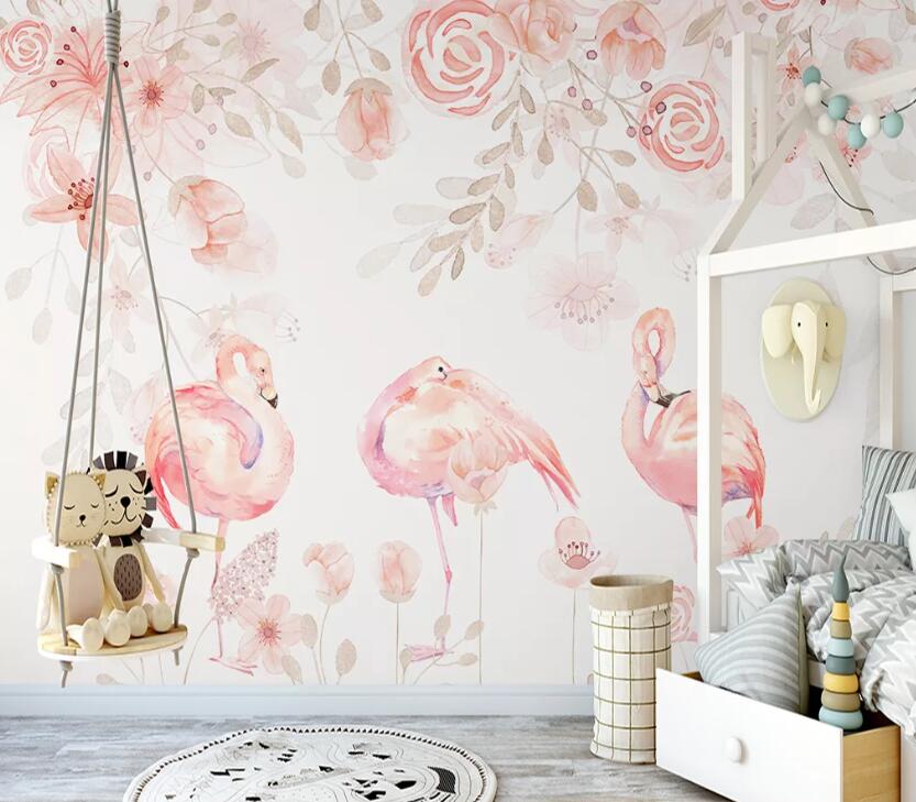 3D Fresh Flamingo WC2256 Wall Murals