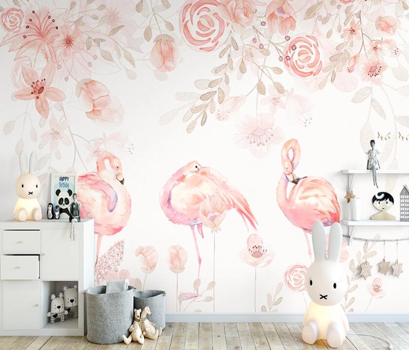 3D Pink Flamingo WC71 Wall Murals Wallpaper AJ Wallpaper 2 