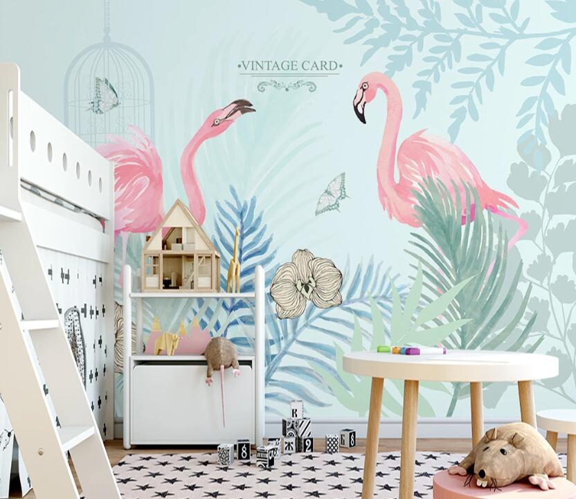3D Cage Flamingo WC2253 Wall Murals