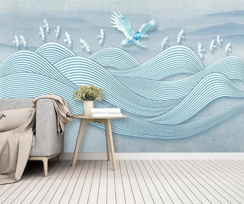 3D White Wave WC47 Wall Murals Wallpaper AJ Wallpaper 2 