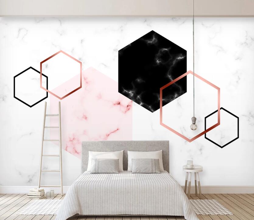 3D Pink Marble WC2223 Wall Murals