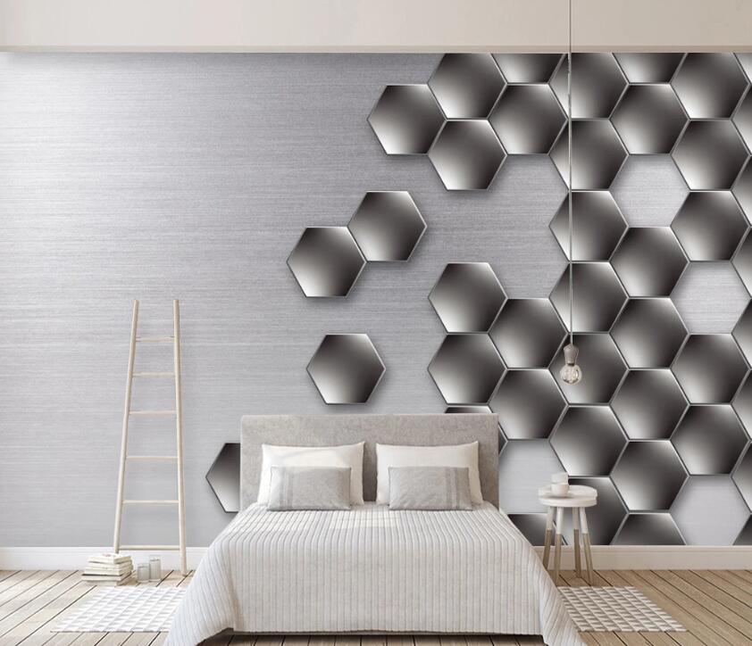 3D Black Hexagon WC2218 Wall Murals