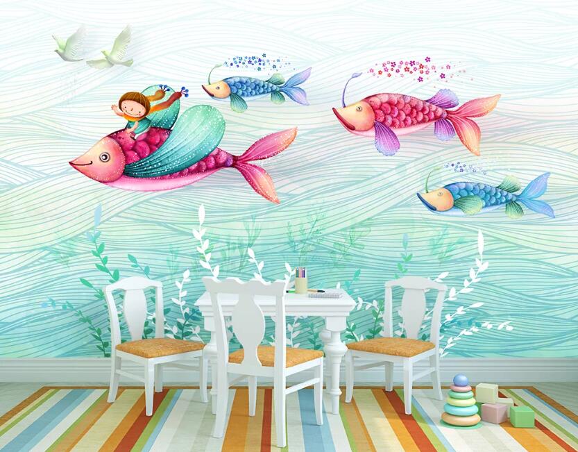 3D Seaweed Fish WC2195 Wall Murals