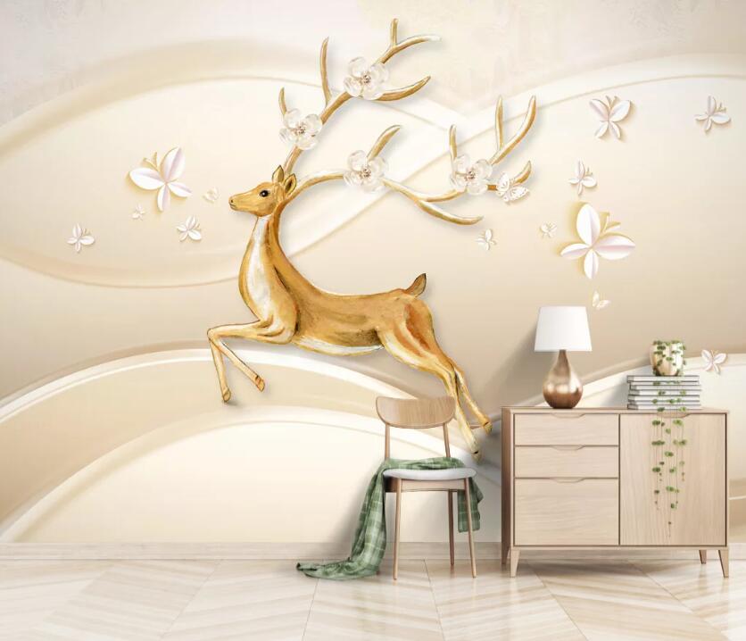 3D Butterfly Fawn WC80 Wall Murals Wallpaper AJ Wallpaper 2 