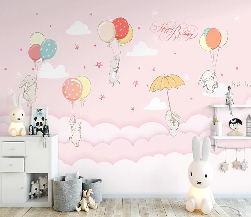3D Rabbit Umbrella WC2143 Wall Murals